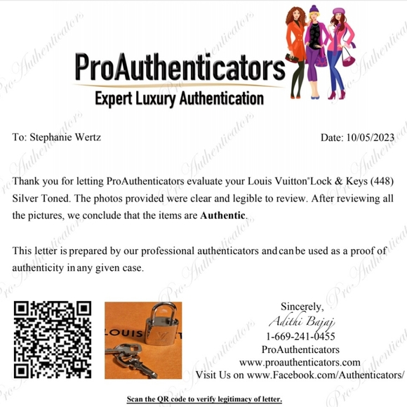 Louis vuitton SILVER lock and Key - Picture 4 of 4